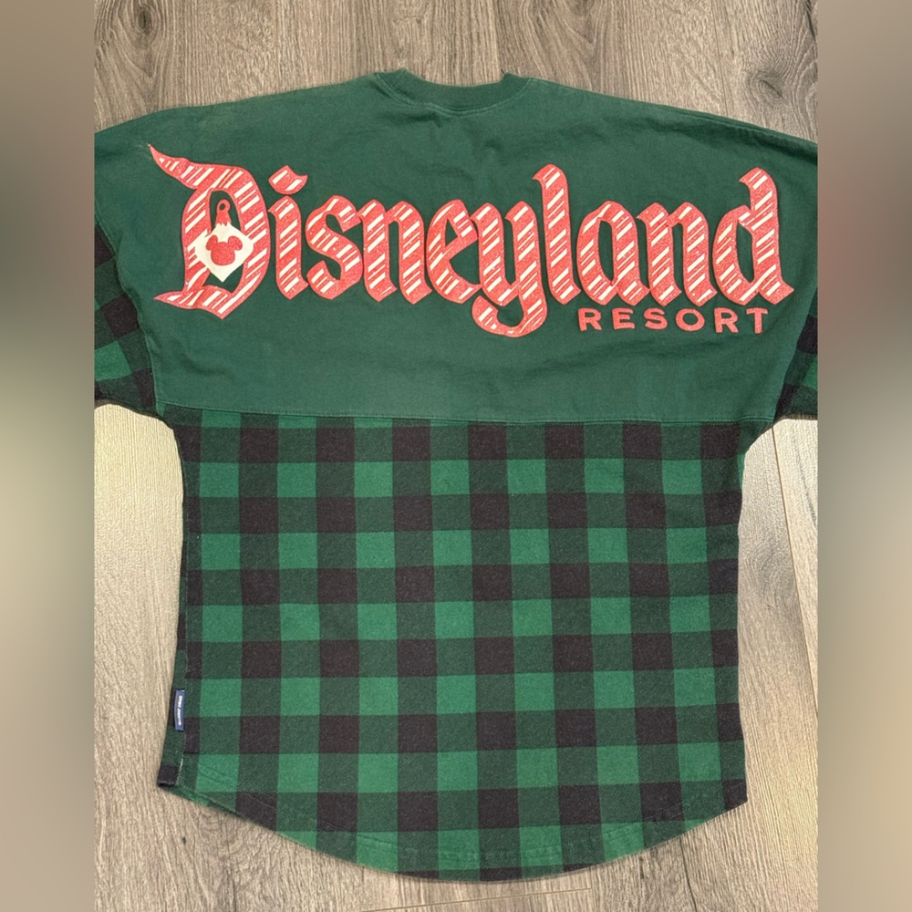 🎄Disney Green and Black Plaid Christmas Holiday Spirit Jersey
